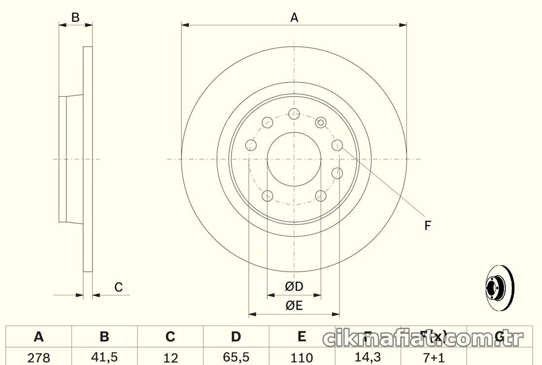 BOSCH 0986479106 Fren Disk Ayna - BOSCH - 0986479106