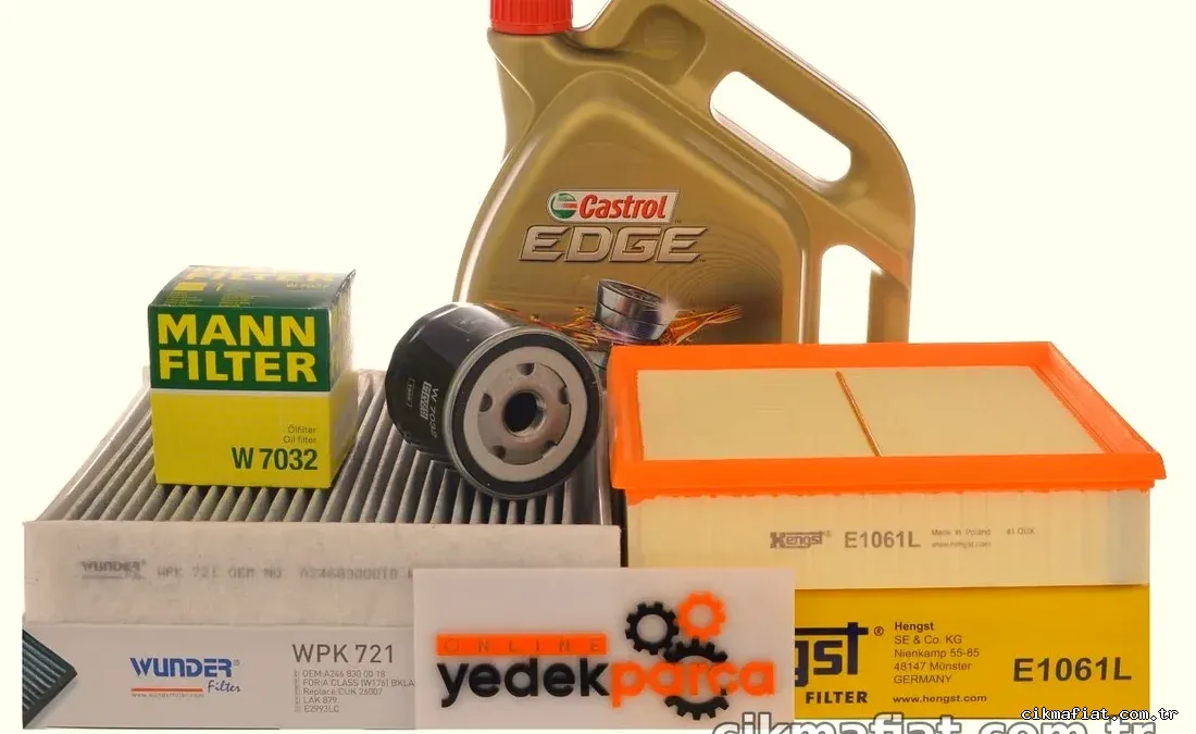 Mercedes W117 Kasa CLA 180d Periyodik Bakım Filtre Seti Castrol Yağ - HENGST - MAN.W7032 / WUN.WPK721 / HEN.E1061L / CAS