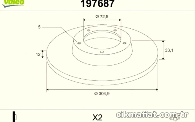 ARKA FREN DİSKİ CHRYSLER GRAND VOYAGER V DODGE JOURNEY (VALEO 197687)