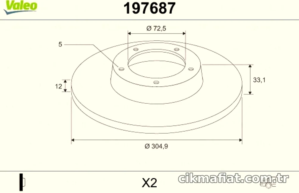 ARKA FREN DISKI CHRYSLER GRAND VOYAGER V DODGE JOURNEY - Valeo - VALEO 197687
