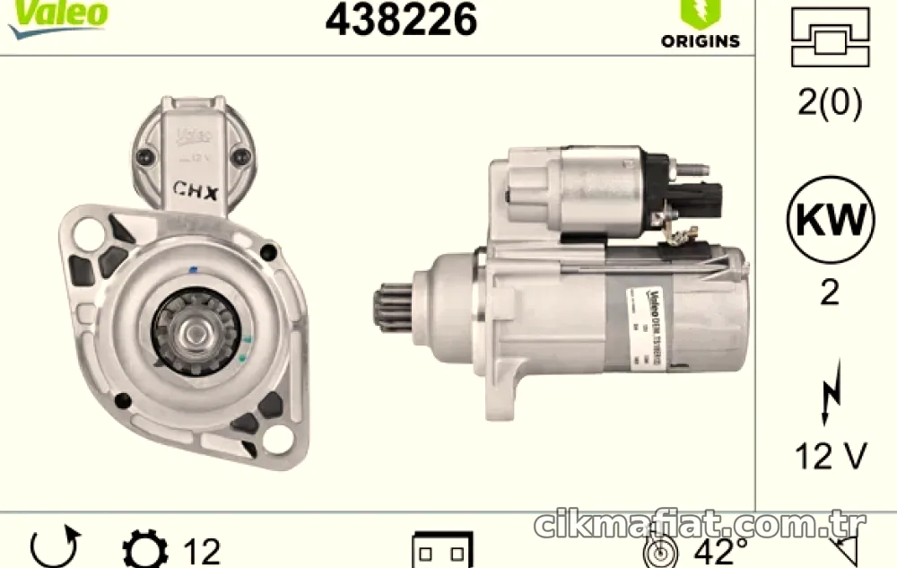 MARS MOTORU 12V 12 DIS GOLF VI PASSAT TRANSPORTER V 2,0 - Valeo - VALEO 438226