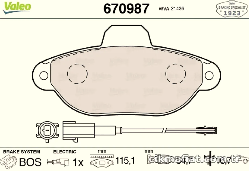 ON FREN BALATASI PANDA 1,1 / 1,3 HB 09 / 03> PUNTO 1.2 8V 03> 500 1.2 07> - Valeo - VALEO 670987