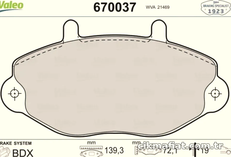ON FREN BALATASI TRANSIT T15 91 00 - Valeo - VALEO 670037