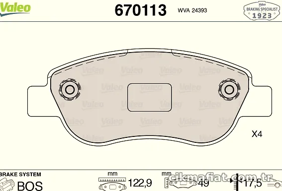VALEO 670113 Fren Disk Balata
