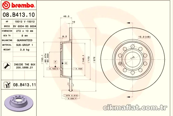 BREMBO 08B41310 Fren Disk Ayna - BREMBO - 08B41310