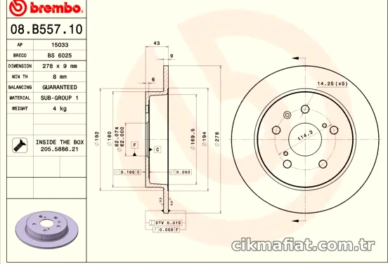 BREMBO 08B55710 Fren Disk Ayna - BREMBO - 08B55710