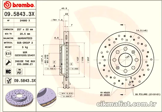 BREMBO 0958433X Fren Disk Ayna - BREMBO - 0958433X