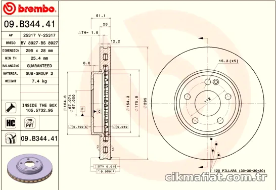 BREMBO 09B34441 Fren Disk Ayna - BREMBO - 09B34441