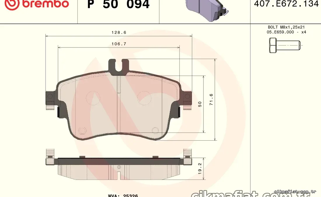 BREMBO P50094 Fren Disk Balata - BREMBO - P50094