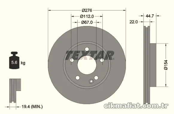 TEXTAR 92131903 Fren Disk Ayna - TEXTAR - 92131903