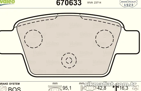 VALEO 670633 Fren Disk Balata - VALEO - 670633